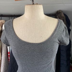 Gray Crop Top with Open Back
